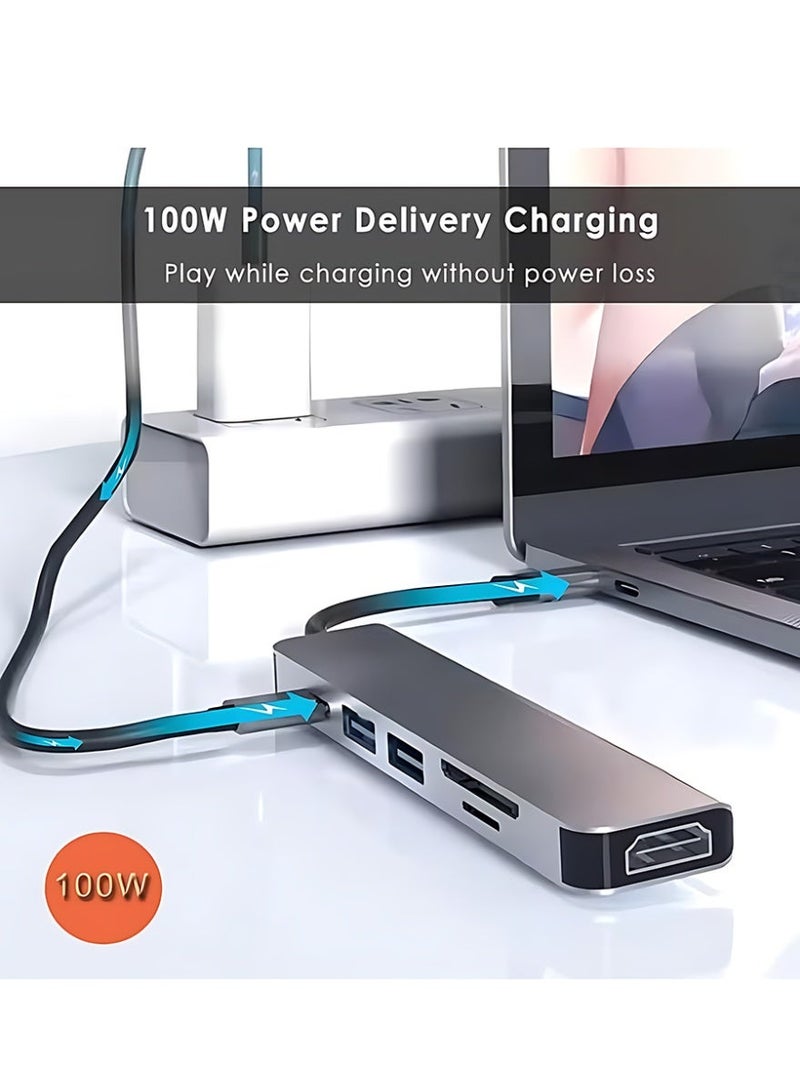 CLAVON 6 in 1 USB C Hub with 100W PD Charging, Type C to HDMI 4K 30Hz Adapter, USB Hub 3.0 5Gbps Data Transfer Ports, Compatible for MacBook Pro/Air 2023 M2/M1, iPad Pro/Air, HP, Dell, ASUS, Lenovo, etc - Image 5